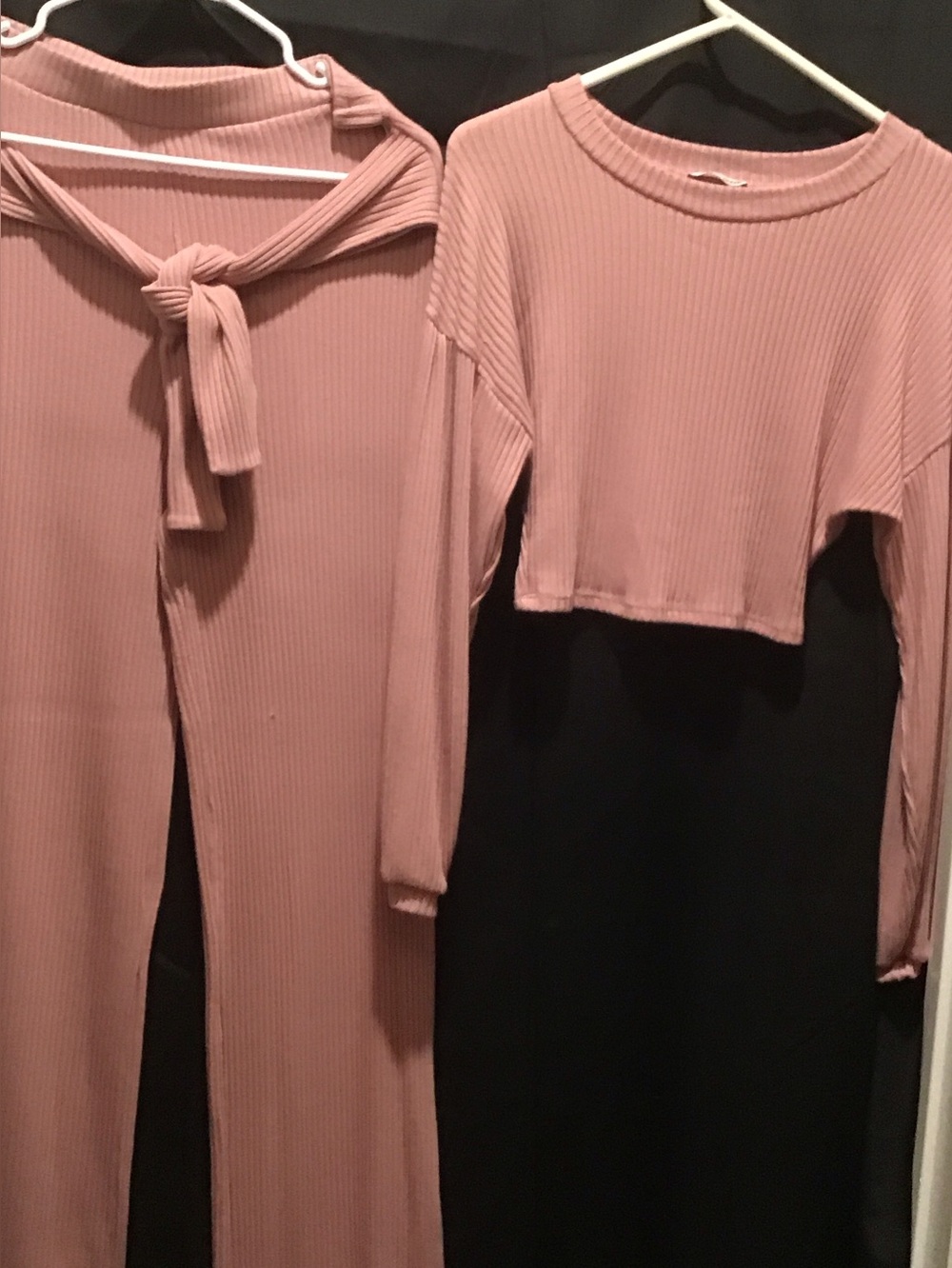 Fashion Nova Ribbed Two-Piece Set in Mauve Pink